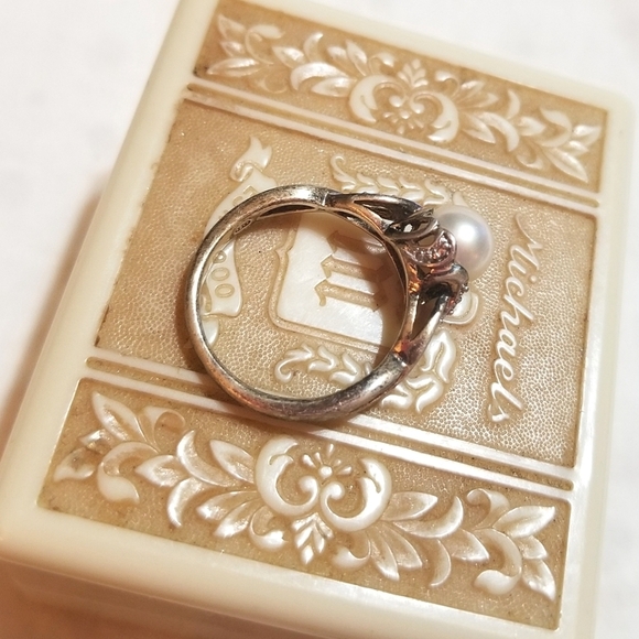 DESIGNER SIGNED Heng Ngai Vintage Genuine Pearl Diamond Sterling Ring - Picture 6 of 8